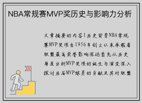 NBA常规赛MVP奖历史与影响力分析